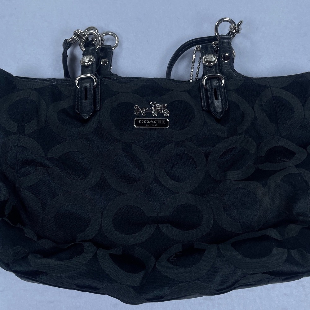 Coach Mia Maggie Black Signature Jacquard Shoulder Bag F15758